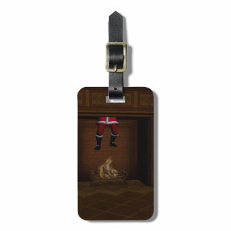 Jolly Santa Claus Comes Down The Chimney Luggage Tag