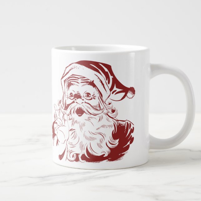 Jolly Santa Claus in Red Fun Retro Merry Christmas Giant Coffee Mug (Right)