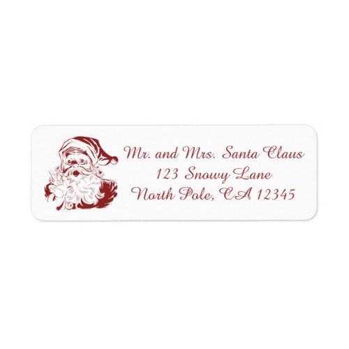 Jolly Santa Claus in Red Fun Retro Merry Christmas Label