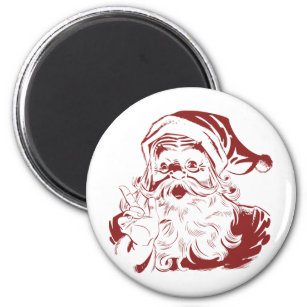 Jolly Santa Claus in Red Fun Retro Merry Christmas Magnet
