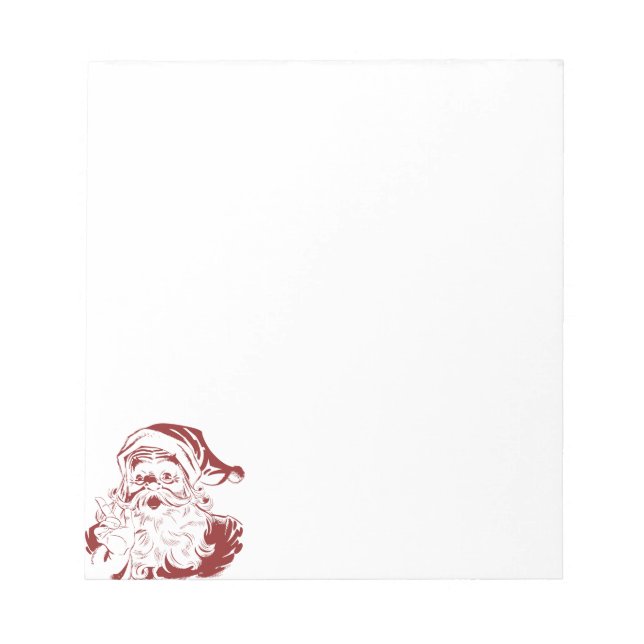 Jolly Santa Claus in Red Fun Retro Merry Christmas Notepad (Front)