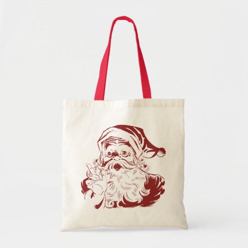 Jolly Santa Claus in Red Fun Retro Merry Christmas Tote Bag