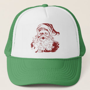 Jolly Santa Claus in Red Fun Retro Merry Christmas Trucker Hat