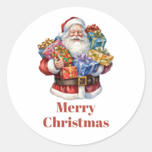 Jolly Santa Claus In Traditional Red Suit Classic Round Sticker
