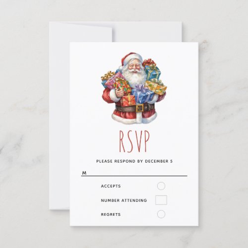 Jolly Santa Claus In traditional Red Suit RSVP Card