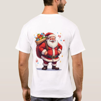 Jolly Santa Claus Laughing Ho Ho Ho with Big Bag T-Shirt