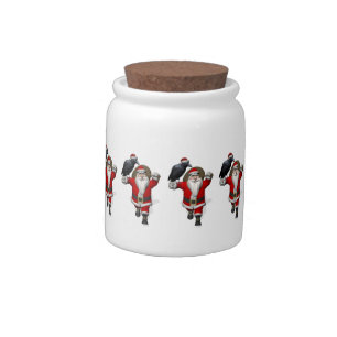 Jolly Santa Claus Loves Black Ravens Candy Jar
