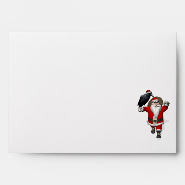 Jolly Santa Claus Loves Black Ravens Envelope (Front)