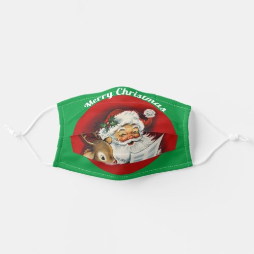 Jolly Santa Claus Reading a Letter  Rudolph Adult Cloth Face Mask