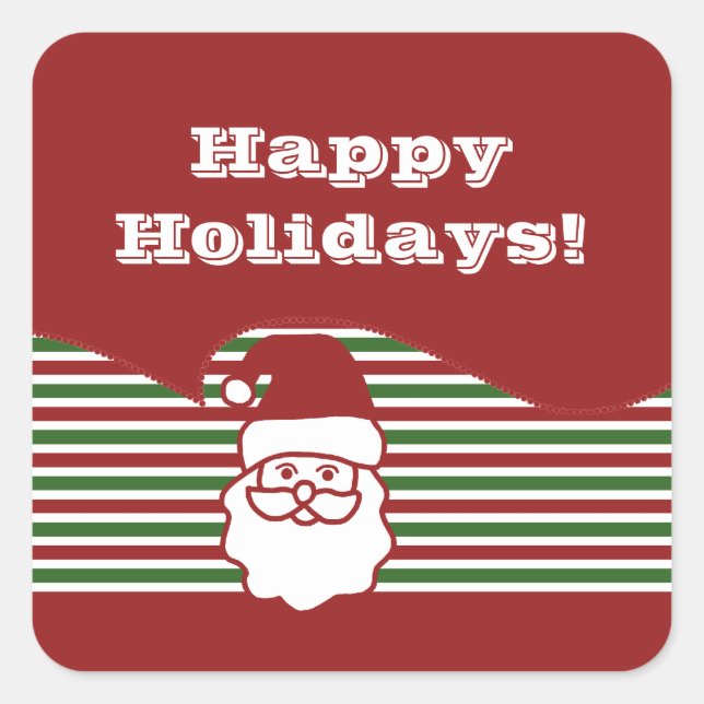 Jolly Santa Claus Square Stickers (Front)
