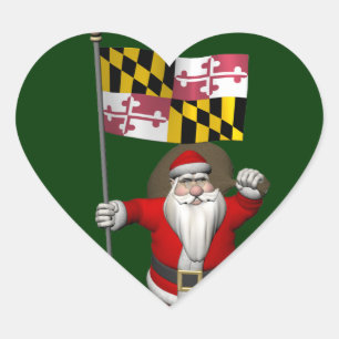Jolly Santa Claus Visiting Maryland Heart Sticker