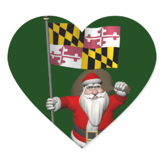Jolly Santa Claus Visiting Maryland Heart Sticker