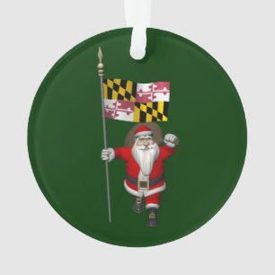 Jolly Santa Claus Visiting Maryland Ornament