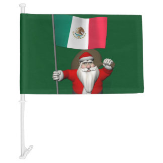 Jolly Santa Claus Visiting Mexico Car Flag