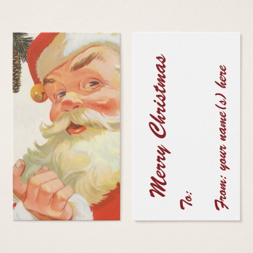 Customizable Vintage Christmas, Jolly Santa Claus with a Secret Business Card Templates