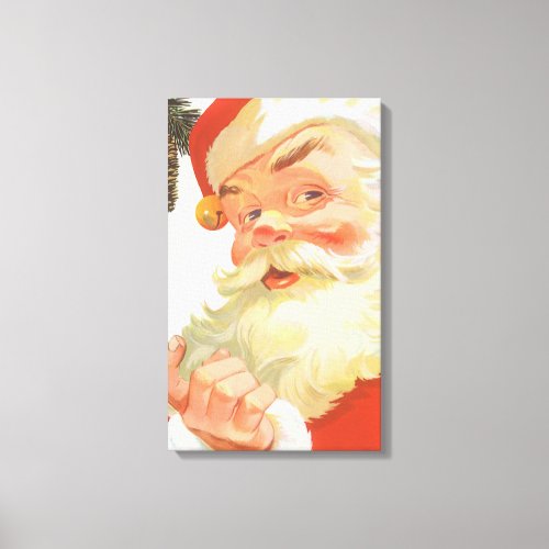 Jolly Santa Claus with a Secret Vintage Christmas Canvas Print