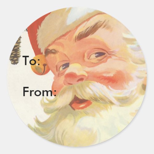 Jolly Santa Claus with a Secret Vintage Christmas Classic Round Sticker