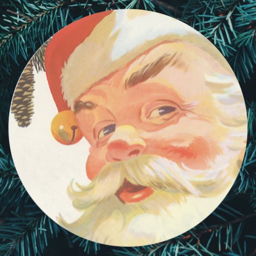 Jolly Santa Claus with a Secret Vintage Christmas Classic Round Sticker