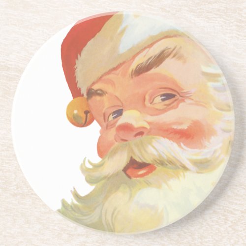 Jolly Santa Claus with a Secret Vintage Christmas Drink Coaster