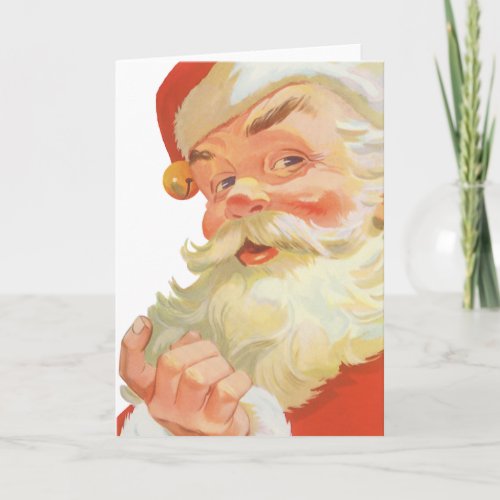 Jolly Santa Claus with a Secret Vintage Christmas Holiday Card