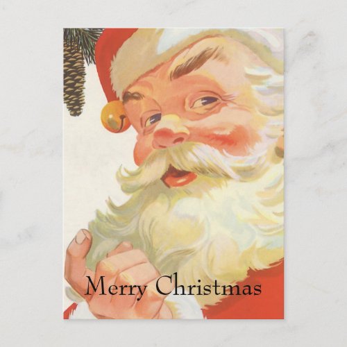 Jolly Santa Claus with a Secret Vintage Christmas Holiday Postcard