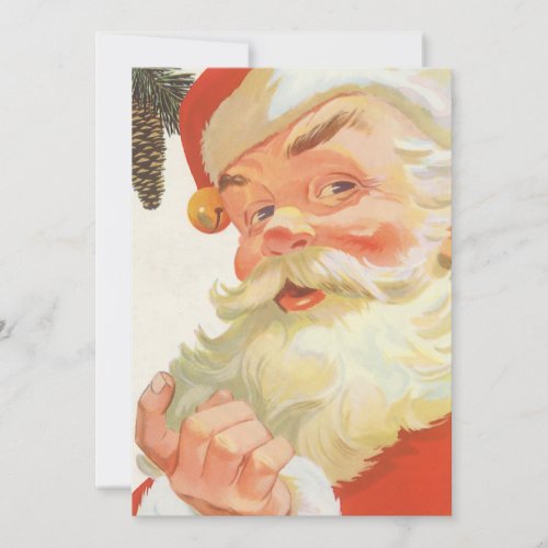 Jolly Santa Claus with a Secret Vintage Christmas Invitation