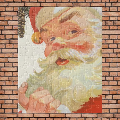 Jolly Santa Claus with a Secret Vintage Christmas Jigsaw Puzzle