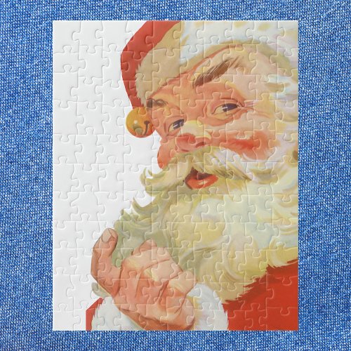 Jolly Santa Claus with a Secret Vintage Christmas Jigsaw Puzzle