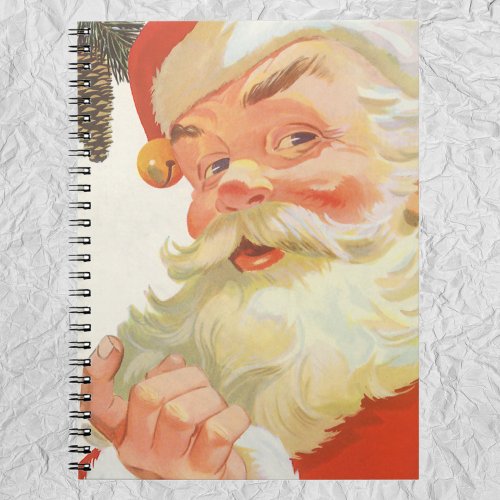 Jolly Santa Claus with a Secret Vintage Christmas Notebook