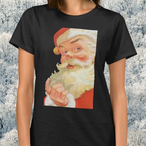 Jolly Santa Claus with a Secret Vintage Christmas T_Shirt