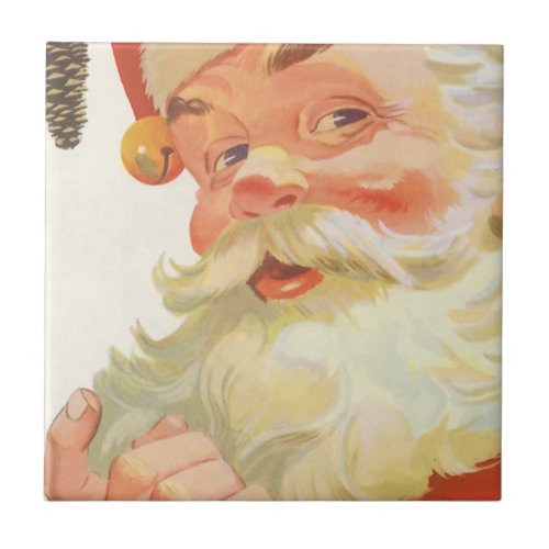 Jolly Santa Claus with a Secret Vintage Christmas Tile