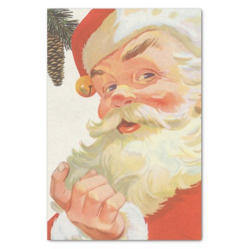 Jolly Santa Claus with a Secret Vintage Christmas Tissue Paper