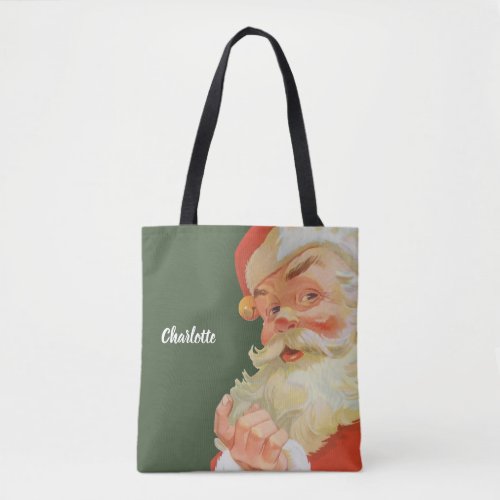 Jolly Santa Claus with a Secret Vintage Christmas Tote Bag