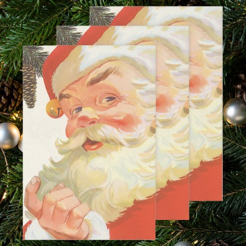 Jolly Santa Claus with a Secret Vintage Christmas Wrapping Paper Sheets