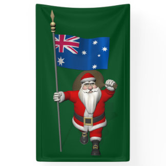 Jolly Santa Claus With Flag Of Australia Banner