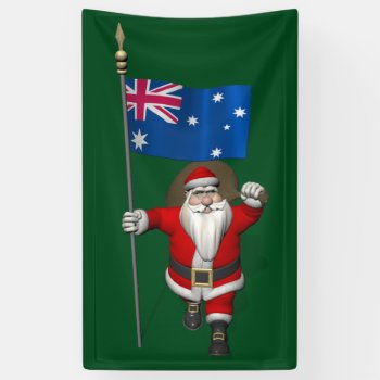 Jolly Santa Claus With Flag Of Australia Banner by santa_world_flags at Zazzle
