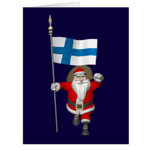 Jolly Santa Claus With Flag Of Finland Cards