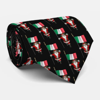 Jolly Santa Claus With Flag Of Italy Neck Tie