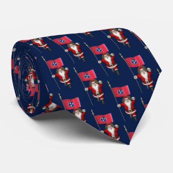 Jolly Santa Claus With Flag Of Tennessee Neck Tie by santa_claus_usa at Zazzle