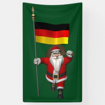 Jolly Santa Claus With German Bundesflagge Banner by santa_world_flags at Zazzle