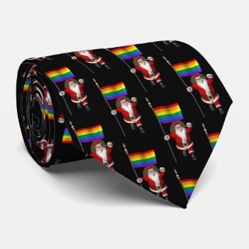 Jolly Santa Claus With Rainbow Flag Neck Tie by santa_claus_usa at Zazzle