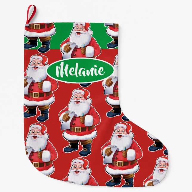 Jolly Santa custom girls Christmas stocking (Front)