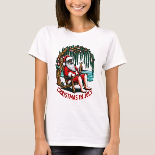 Jolly Santa Enjoying A Beer T_Shirt