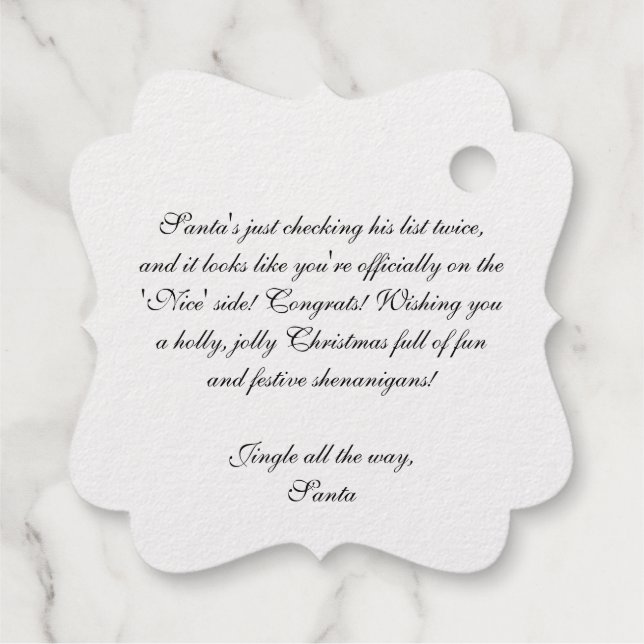 Jolly Santa Foil Favor Tags (Back)