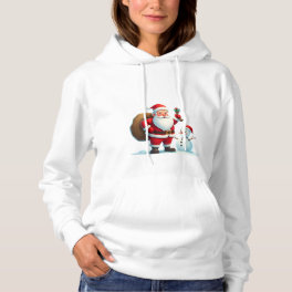 Jolly Santa & Frosty Friend Women's T-Shirt Hoodie