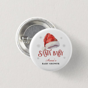Jolly Santa Hat Baby Shower guest keepsake gift Button