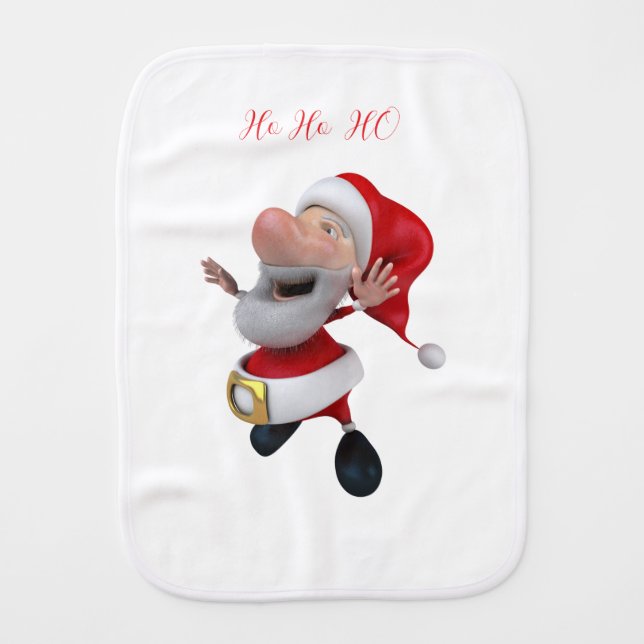 Jolly Santa Ho Ho  Baby Burp Cloth (Front)