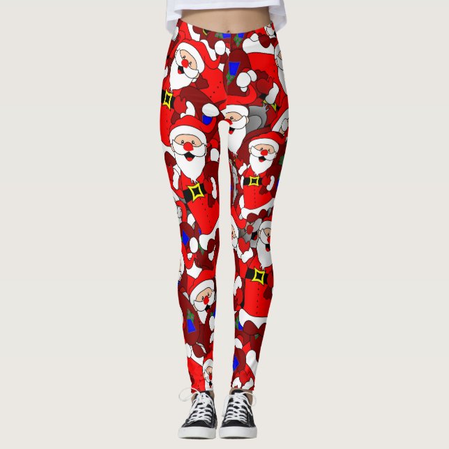 Jolly Santa Holiday Leggings (Front)