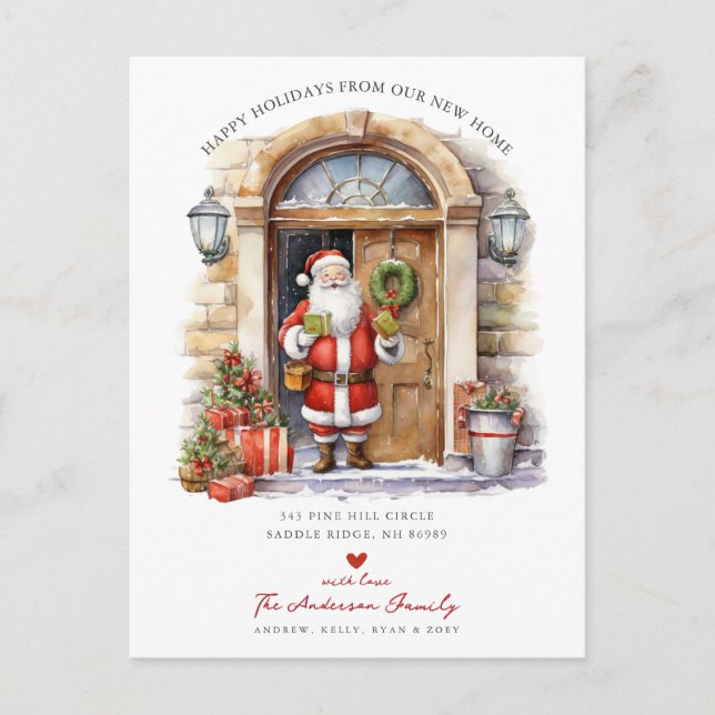 Jolly Santa Holiday Moving  Announcement Postcard (Front)