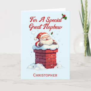Jolly Santa in Chimney Great Nephew Christmas  Holiday Card